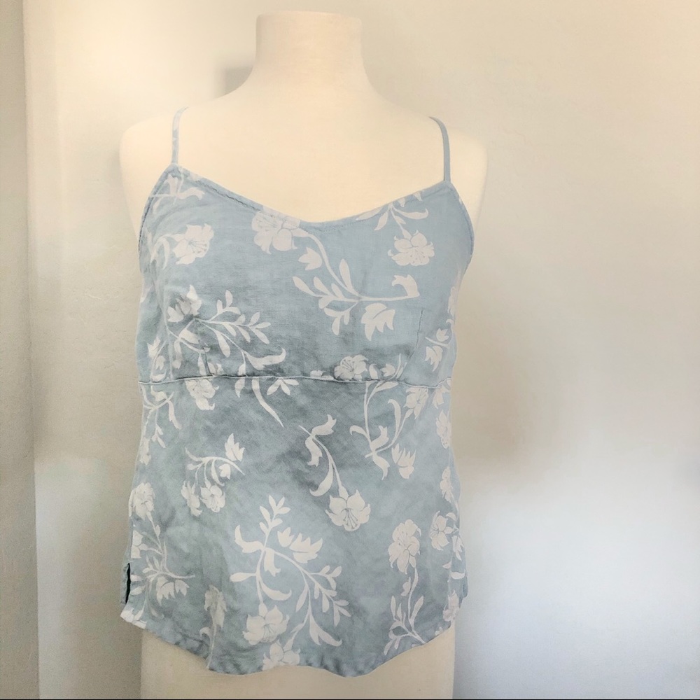 Denim Floral Print Tank Top